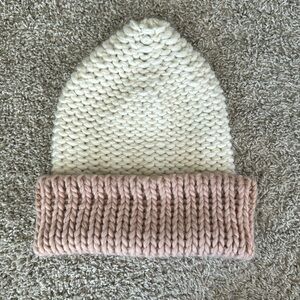 Kittenish Women's Pink and White Knit Beanie